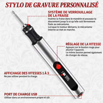 Kit de Gravure Électrique Sans Fil – 30 Embouts Inclus