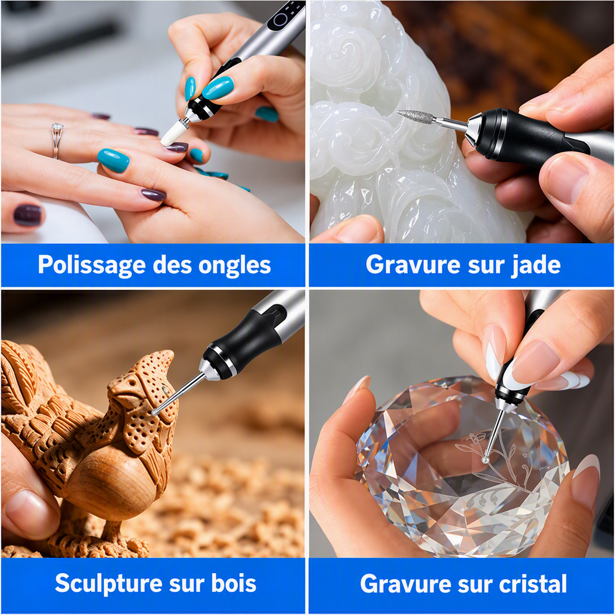 Kit de Gravure Électrique Sans Fil – 30 Embouts Inclus